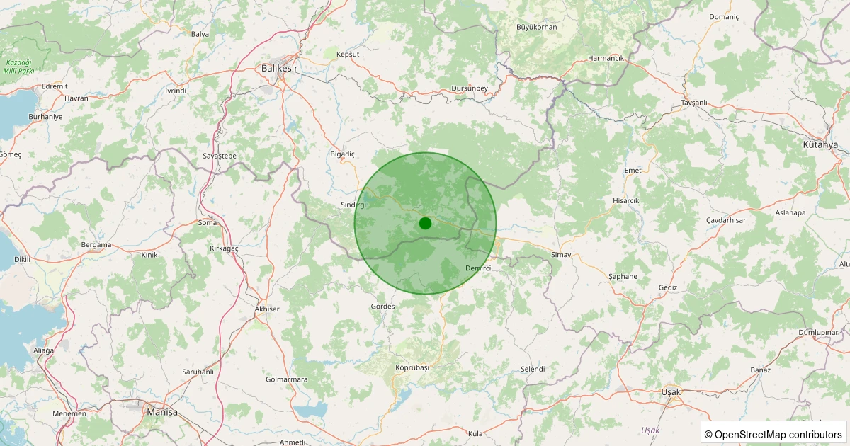 26 Ekim 2025 saat 04:56 - Sındırgı - Şapcı - 2.00ml depreminin harita gösterimi