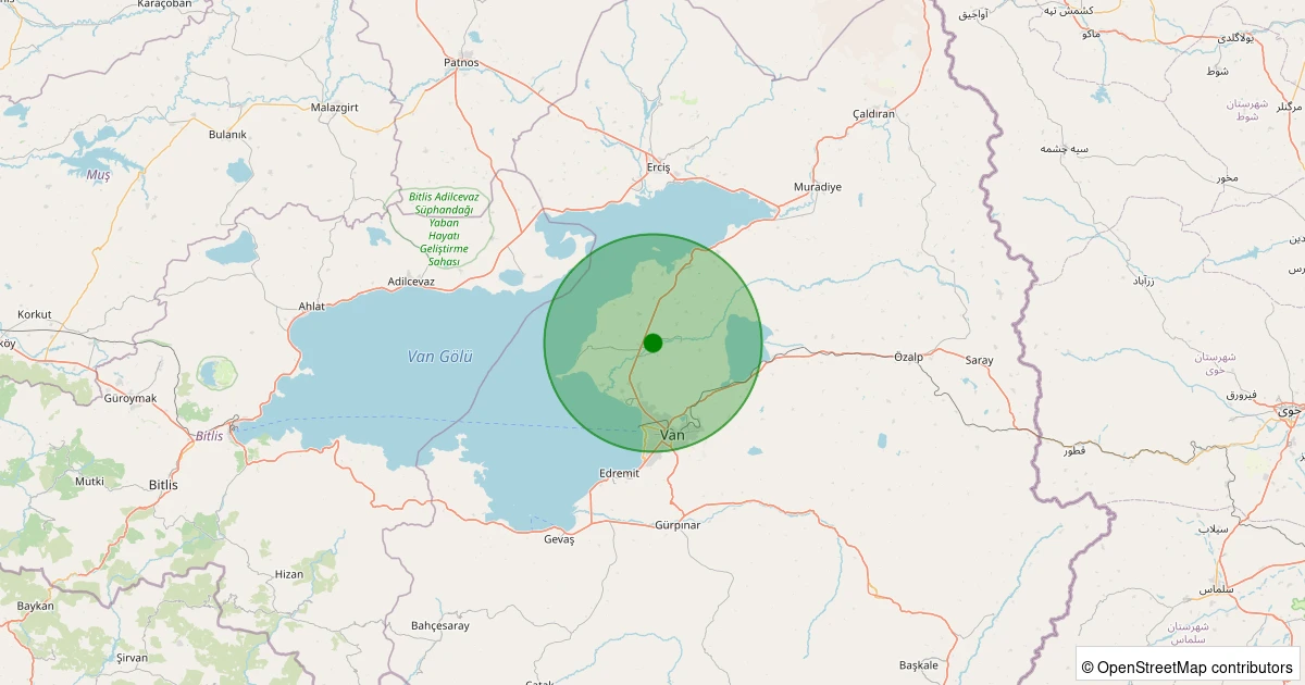 26 Ekim 2025 saat 05:08 - Tuşba - Otluca - 1.70ml depreminin harita gösterimi