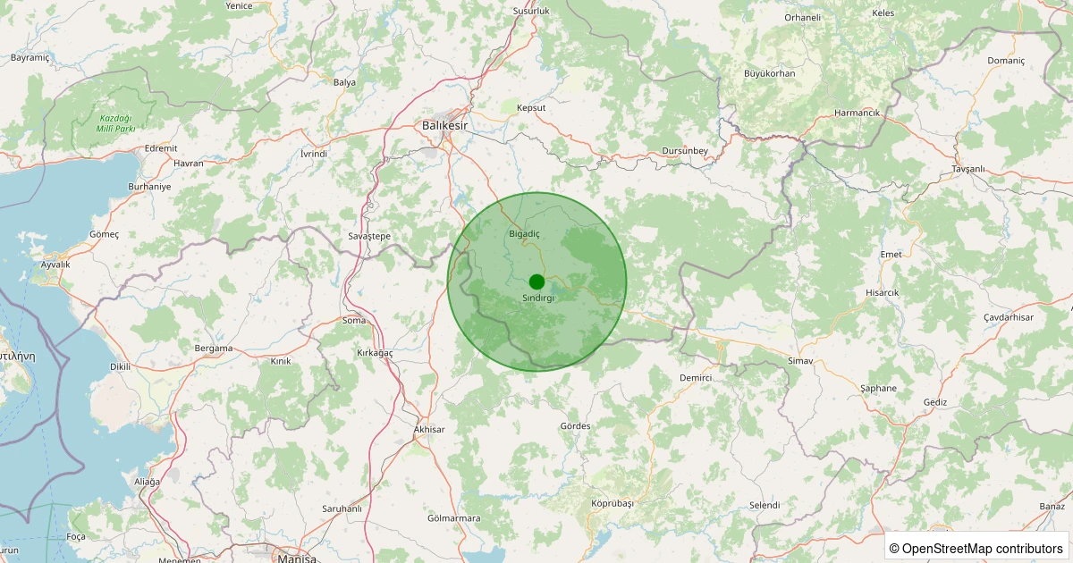 26 Ekim 2025 saat 05:45 - Sındırgı - 1.20ml depreminin harita gösterimi