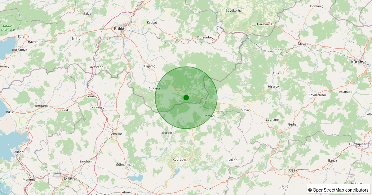 26 Ekim 2025 saat 06:31 - Sındırgı - Devletlibaba - 1.50ml depreminin harita gösterimi