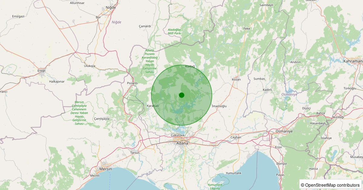 26 Ekim 2025 saat 08:18 - Karaisalı - Nuhlu Köyü - 3.00ml depreminin harita gösterimi