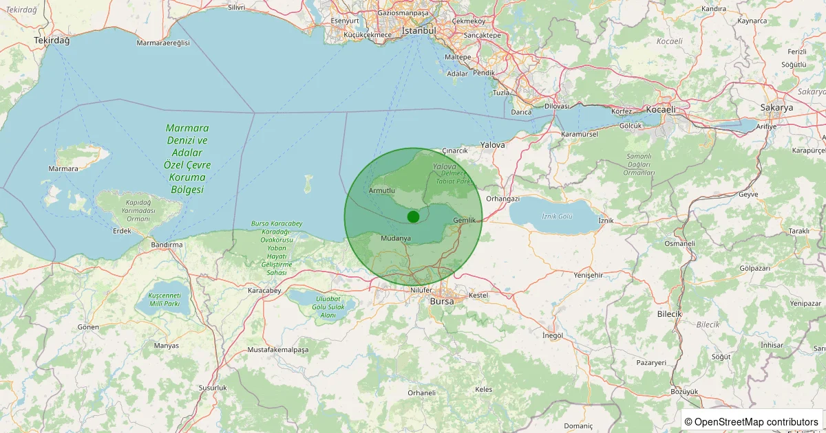 06 Ekim 2025 saat 09:55 - Marmara Denizi - Gemlik Körfezi - [03.08 km] Armutlu - 1.70ML depreminin harita gösterimi