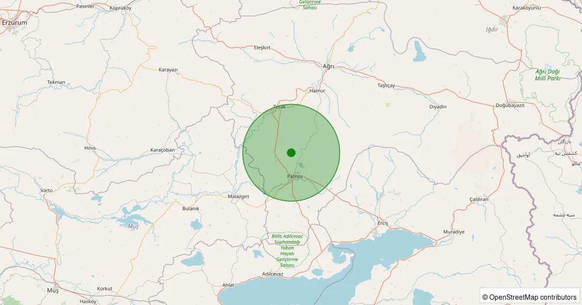 06 Ekim 2025 saat 09:46 - Patnos - 1.90ML depreminin harita gösterimi
