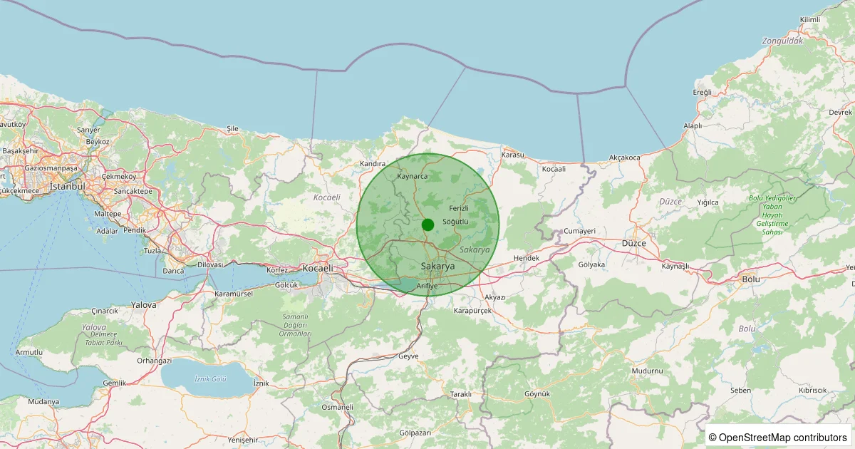 06 Ekim 2025 saat 10:19 - Adapazarı - 1.20ML depreminin harita gösterimi