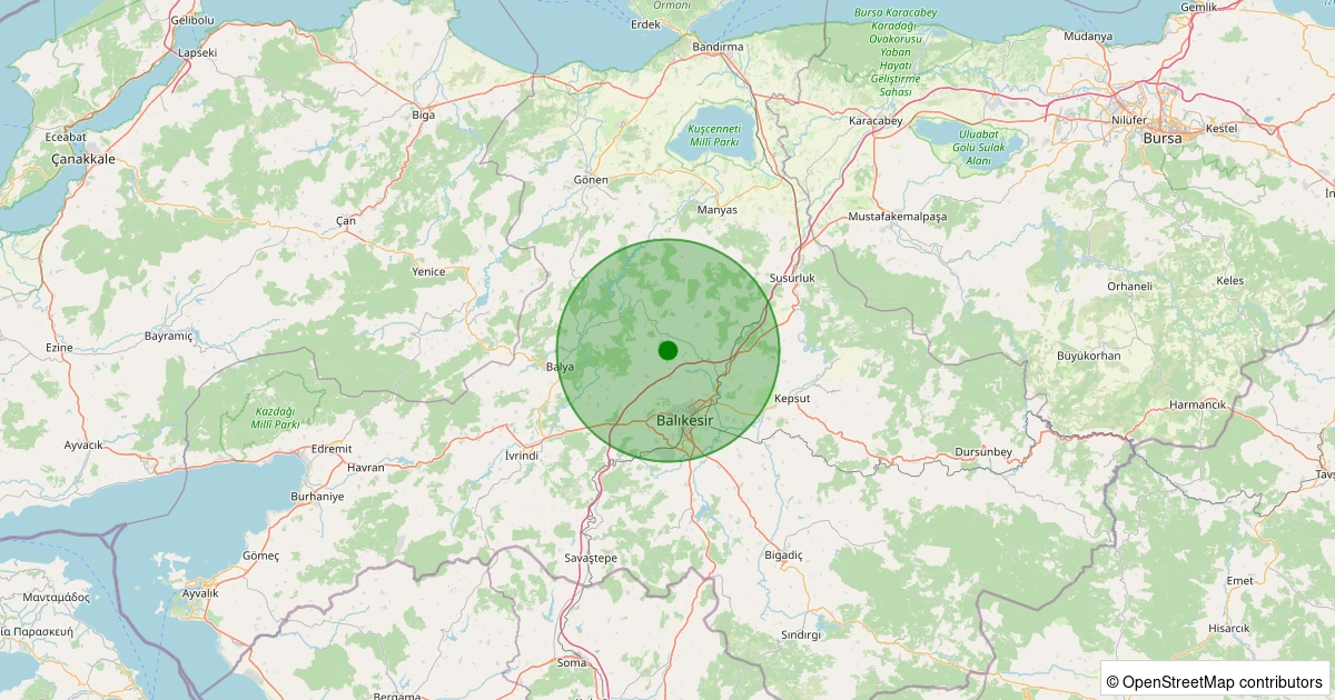 26 Ekim 2025 saat 12:37 - Karesi - Şamlı - 0.80ml depreminin harita gösterimi