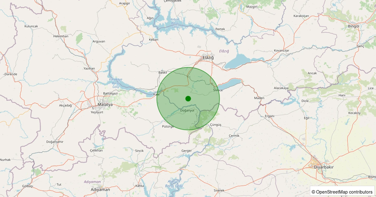 26 Ekim 2025 saat 15:00 - Sivrice - Görgülü Köyü - 1.20ML depreminin harita gösterimi