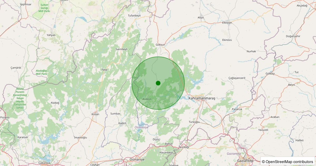 26 Ekim 2025 saat 16:44 - Andırın - Altınyayla Köyü - 2.30ml depreminin harita gösterimi