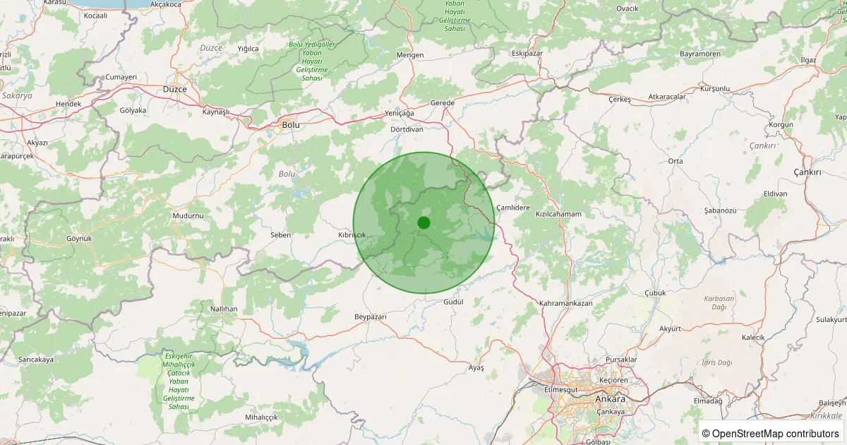 06 Ekim 2025 saat 11:41 - Dörtdivan - 1.70ML depreminin harita gösterimi