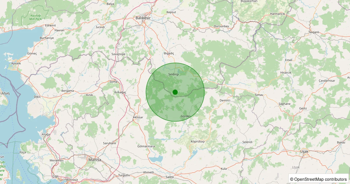 06 Ekim 2025 saat 12:09 - Sındırgı - 1.00ML depreminin harita gösterimi