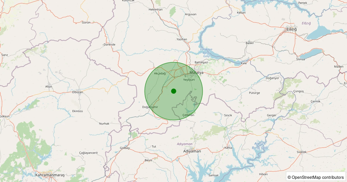 26 Ekim 2025 saat 22:50 - Yeşilyurt - 0.80ML depreminin harita gösterimi
