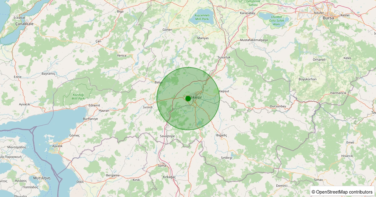 26 Ekim 2025 saat 23:31 - Altıeylül - Dinkçiler - 0.80ML depreminin harita gösterimi