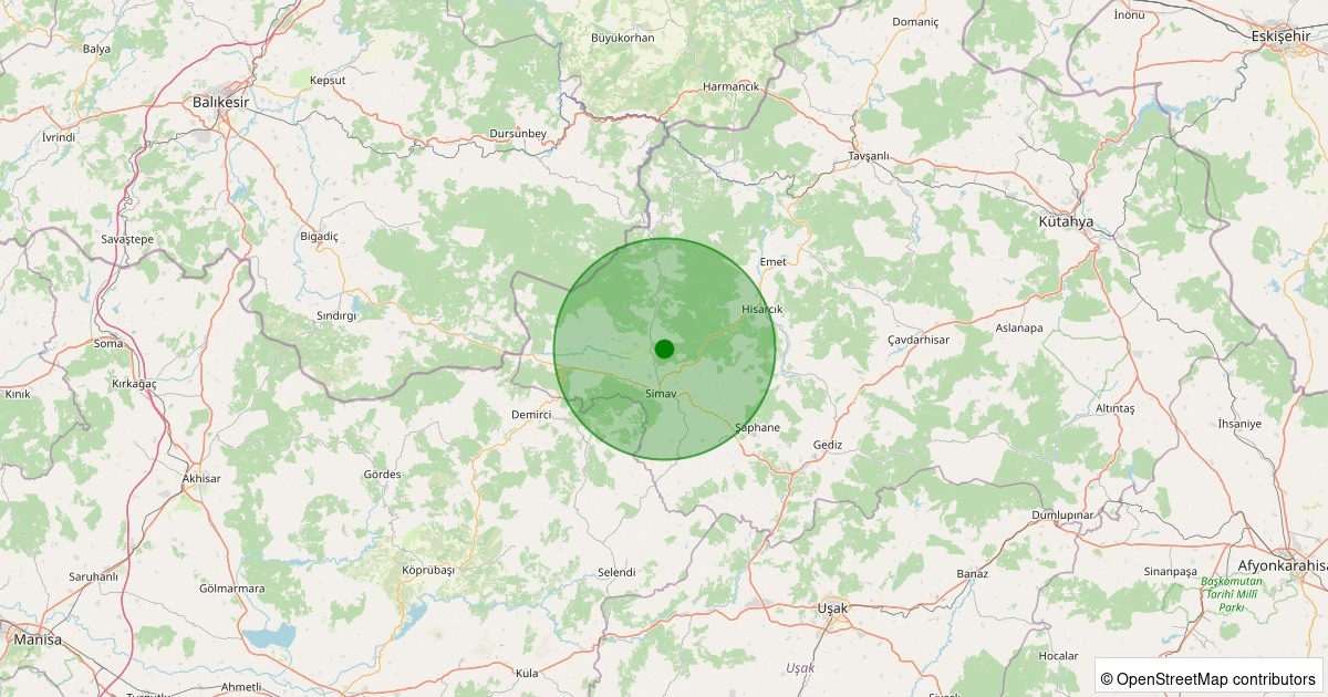 27 Ekim 2025 saat 01:01 - Simav - Naşa/Fatih - 1.30ml depreminin harita gösterimi
