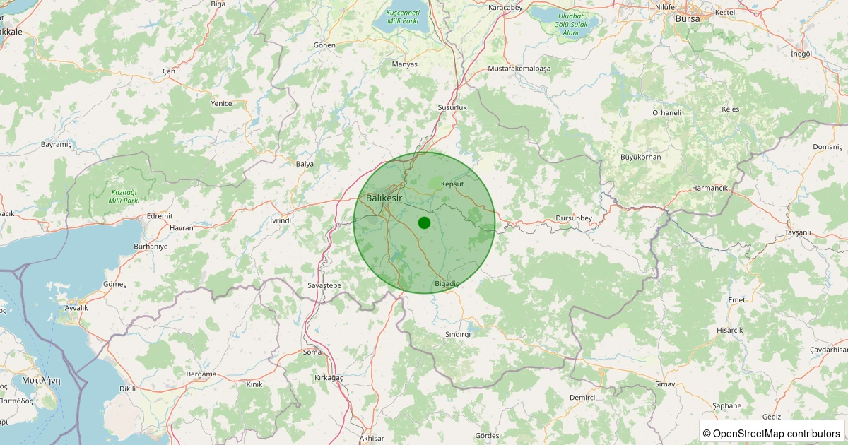 27 Ekim 2025 saat 02:03 - Altıeylül - Aslıhantepecik - 1.70ml depreminin harita gösterimi