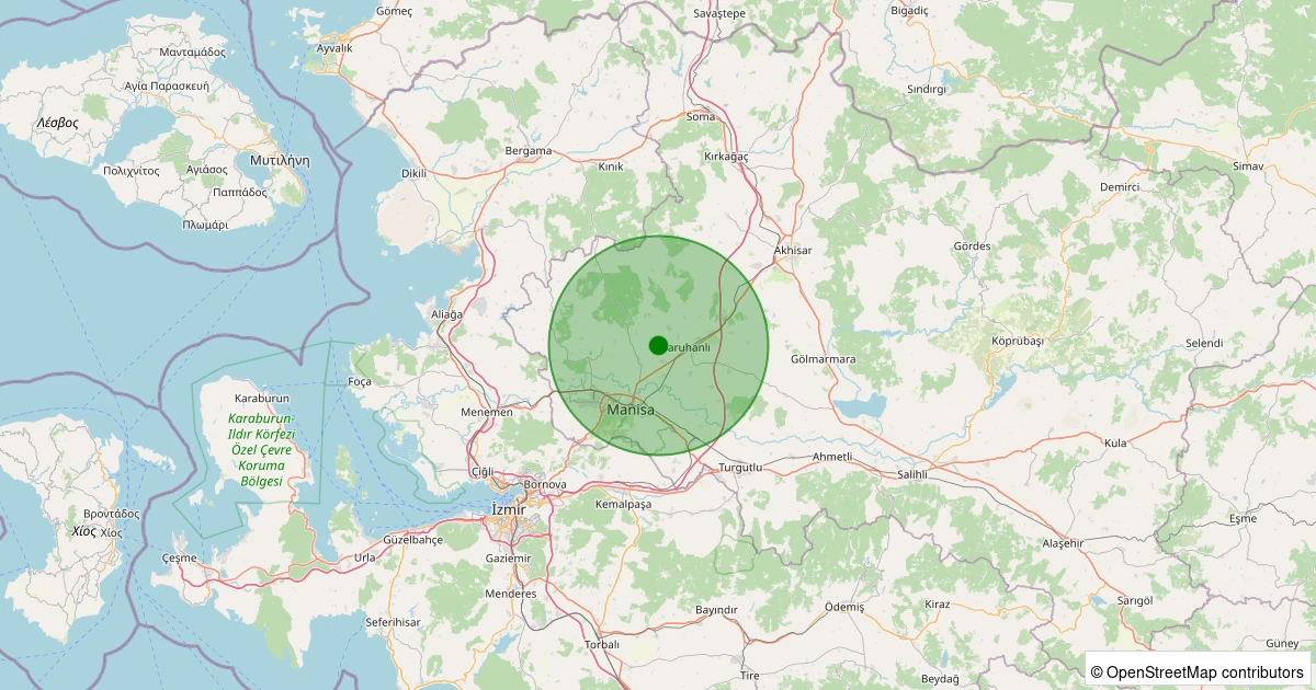 27 Ekim 2025 saat 03:00 - Şehzadeler - 1.70ml depreminin harita gösterimi