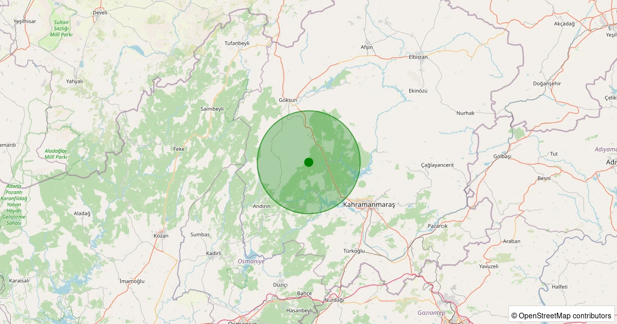 27 Ekim 2025 saat 03:41 - Onikişubat - Çukurhisar - 1.60ml depreminin harita gösterimi