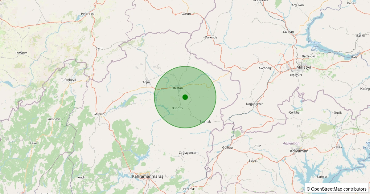27 Ekim 2025 saat 02:42 - Elbistan - 1.10ml depreminin harita gösterimi