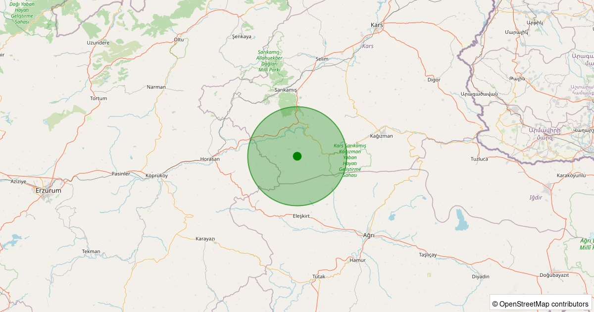 27 Ekim 2025 saat 03:01 - Sarıkamış - Başköy Köyü - 1.00ML depreminin harita gösterimi