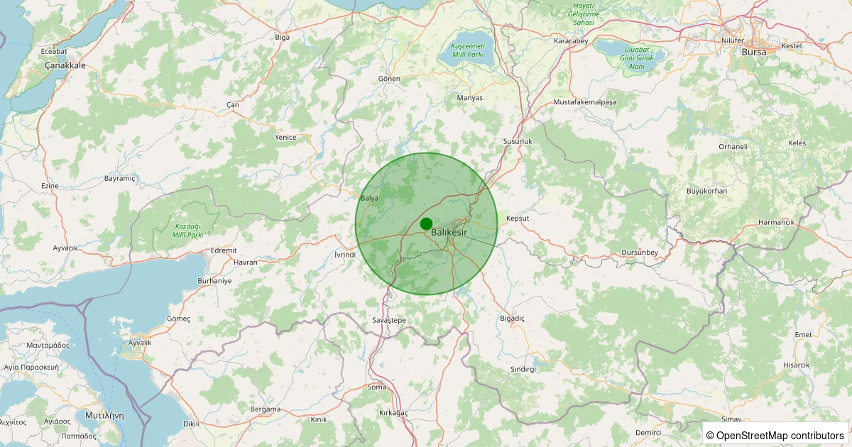 27 Ekim 2025 saat 05:22 - Karesi - Kalaycılar - 1.70ml depreminin harita gösterimi