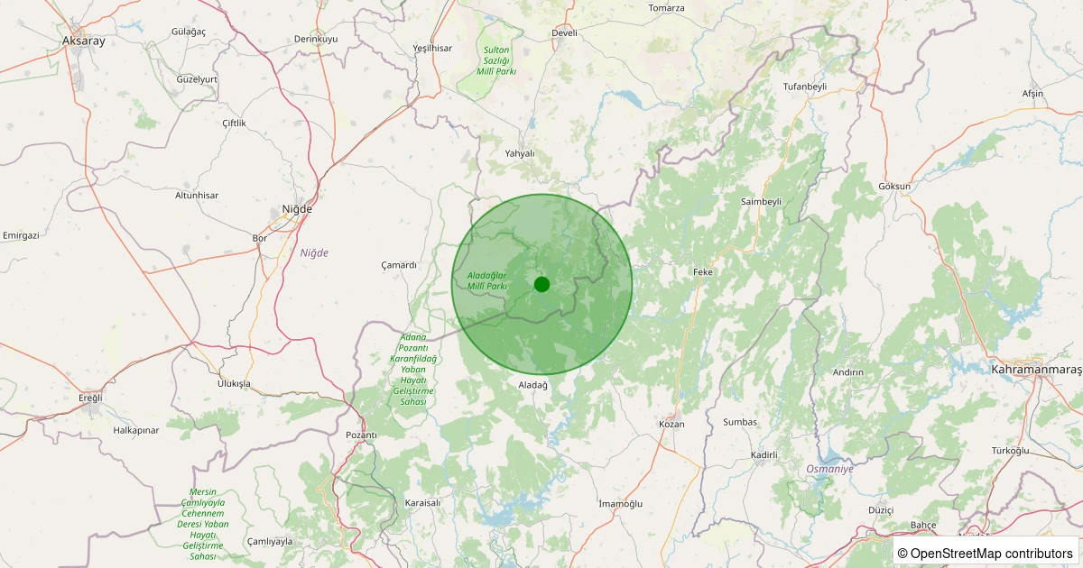 27 Ekim 2025 saat 06:23 - Yahyalı - Büyük Çakır - 1.40ml depreminin harita gösterimi