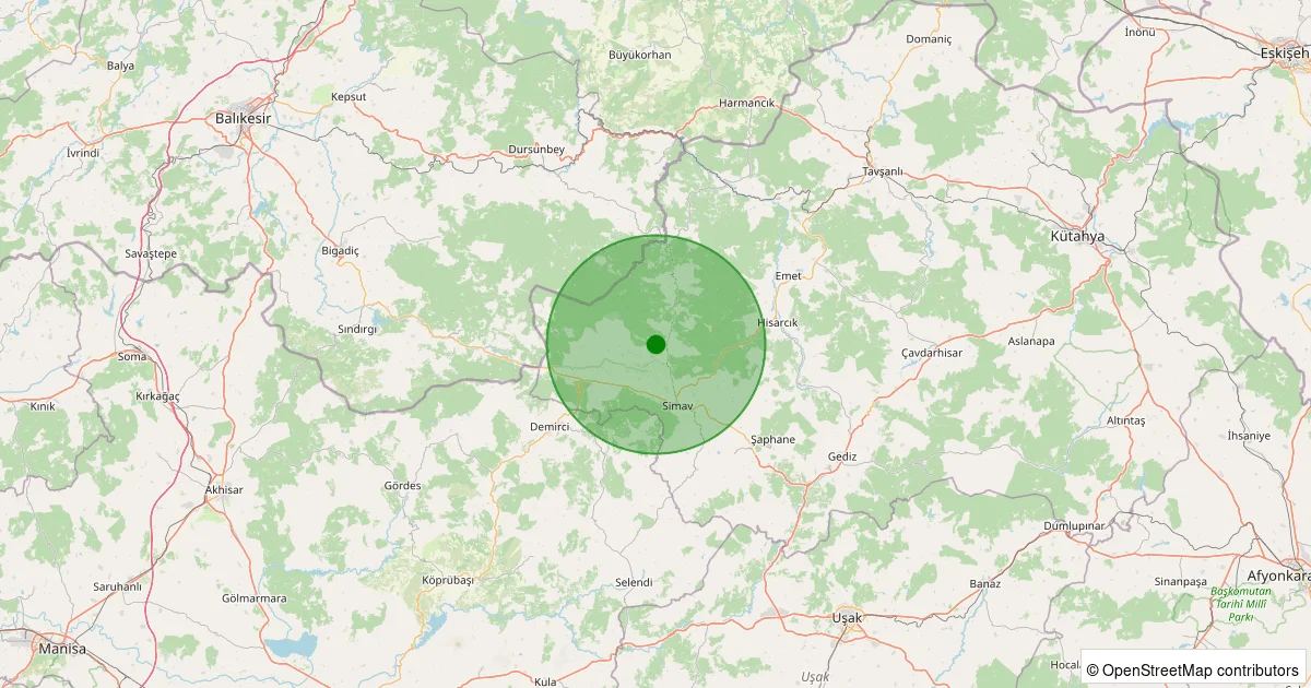 06 Ekim 2025 saat 15:42 - Simav - 1.60ML depreminin harita gösterimi