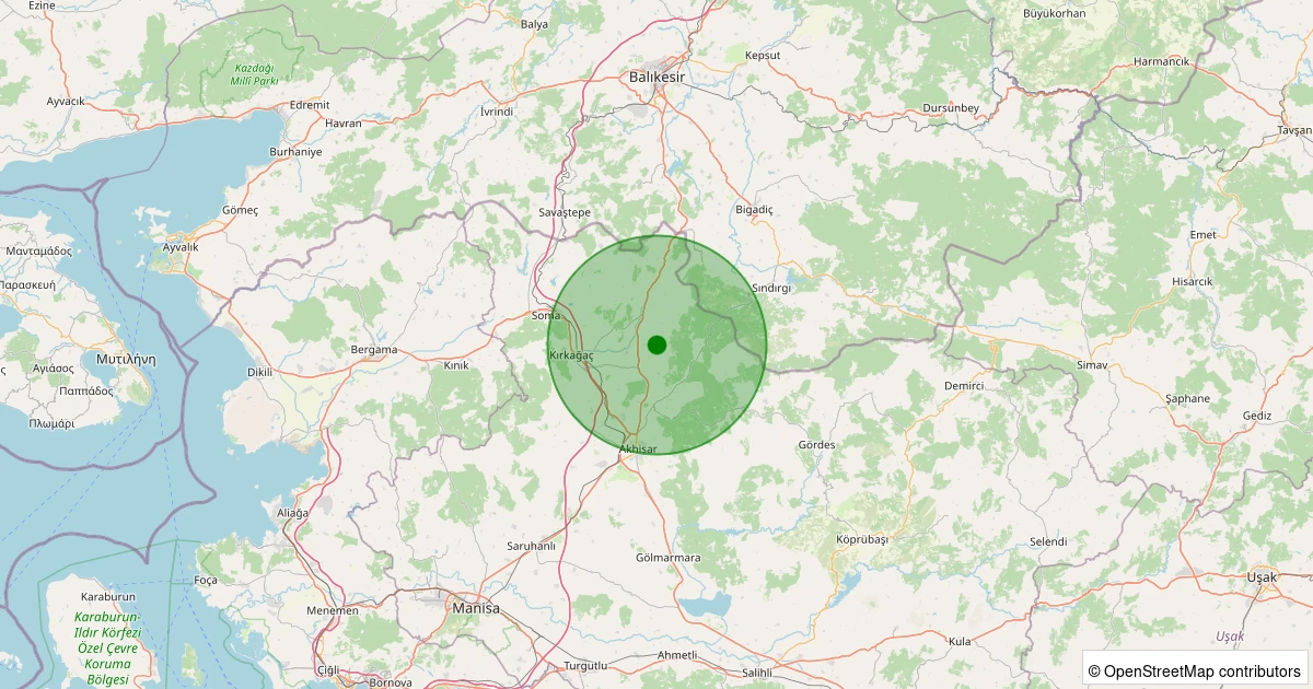 27 Ekim 2025 saat 08:04 - Kırkağaç - 1.40ml depreminin harita gösterimi