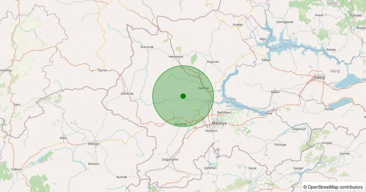 27 Ekim 2025 saat 12:03 - Yazıhan - İriağaç - 2.60ml depreminin harita gösterimi
