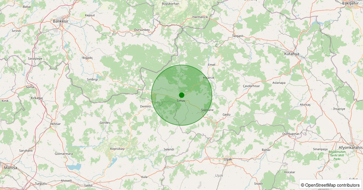 06 Ekim 2025 saat 16:02 - Simav - 1.30ML depreminin harita gösterimi