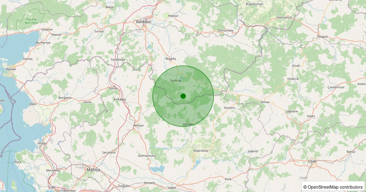 06 Ekim 2025 saat 17:45 - Sındırgı - 1.20ML depreminin harita gösterimi
