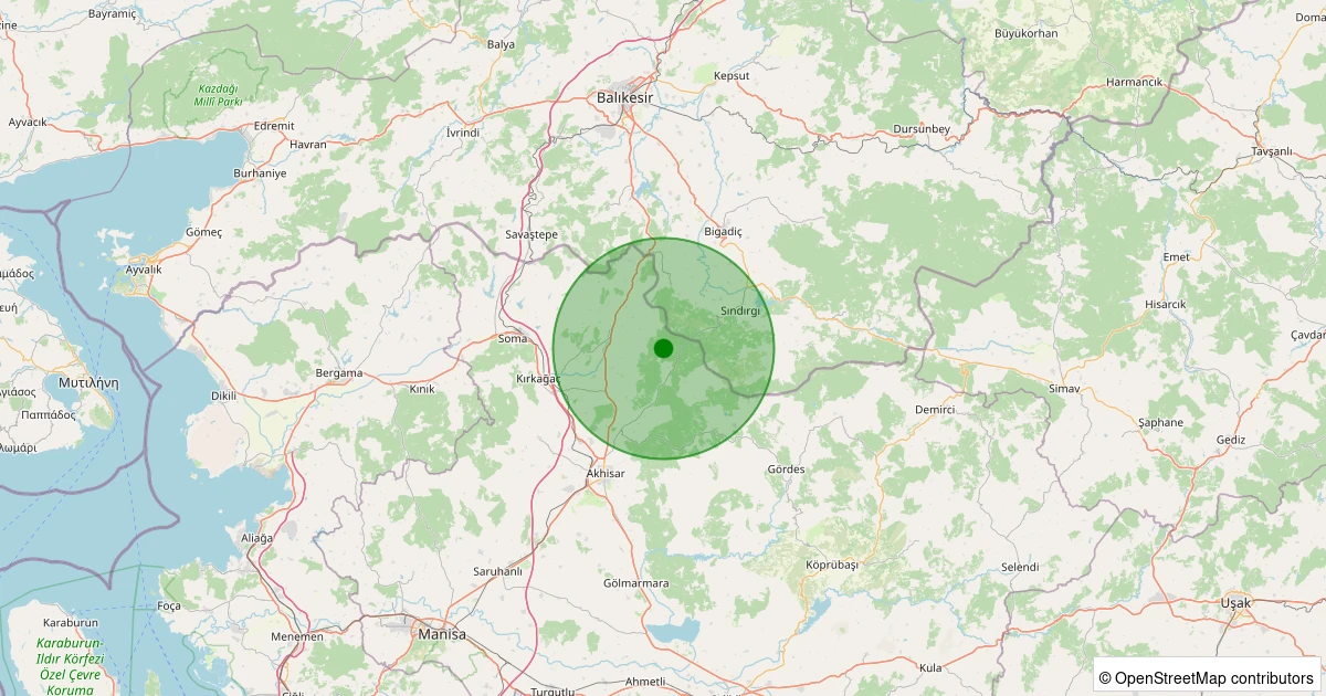 27 Ekim 2025 saat 23:05 - Akhisar - 3.00ml depreminin harita gösterimi