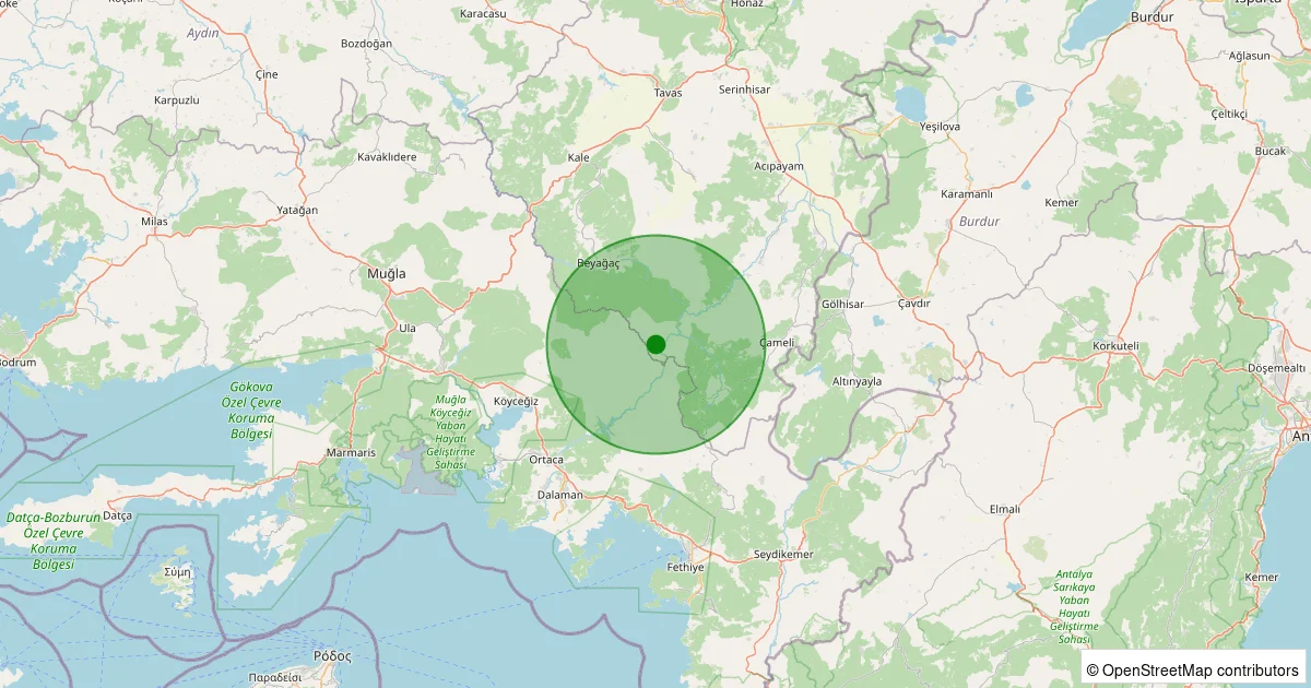 06 Ekim 2025 saat 19:07 - Acıpayam - 1.70ML depreminin harita gösterimi