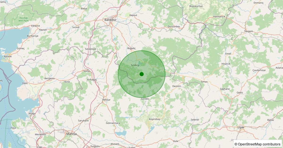 28 Ekim 2025 saat 00:32 - Sındırgı - Emendere - 3.20ml depreminin harita gösterimi