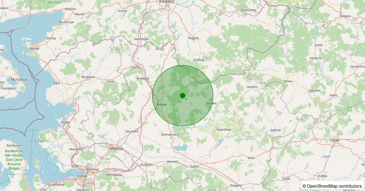 28 Ekim 2025 saat 01:21 - Akhisar - Pekmezci Köyü - 1.90ml depreminin harita gösterimi
