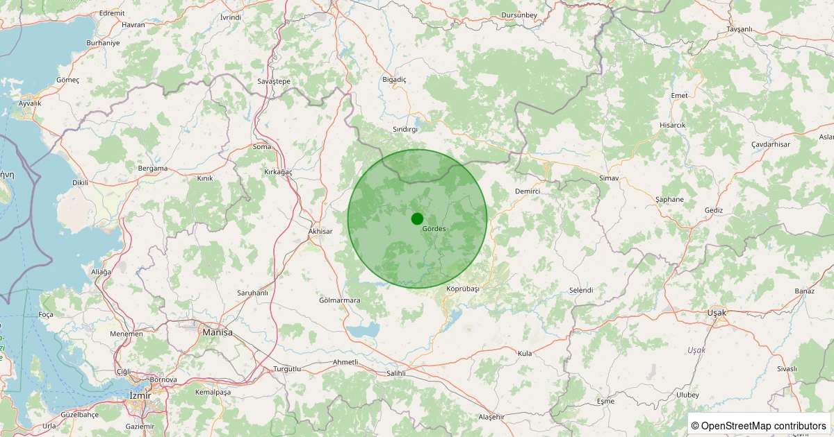 28 Ekim 2025 saat 01:32 - Gördes - Karayağcı - 2.30ml depreminin harita gösterimi