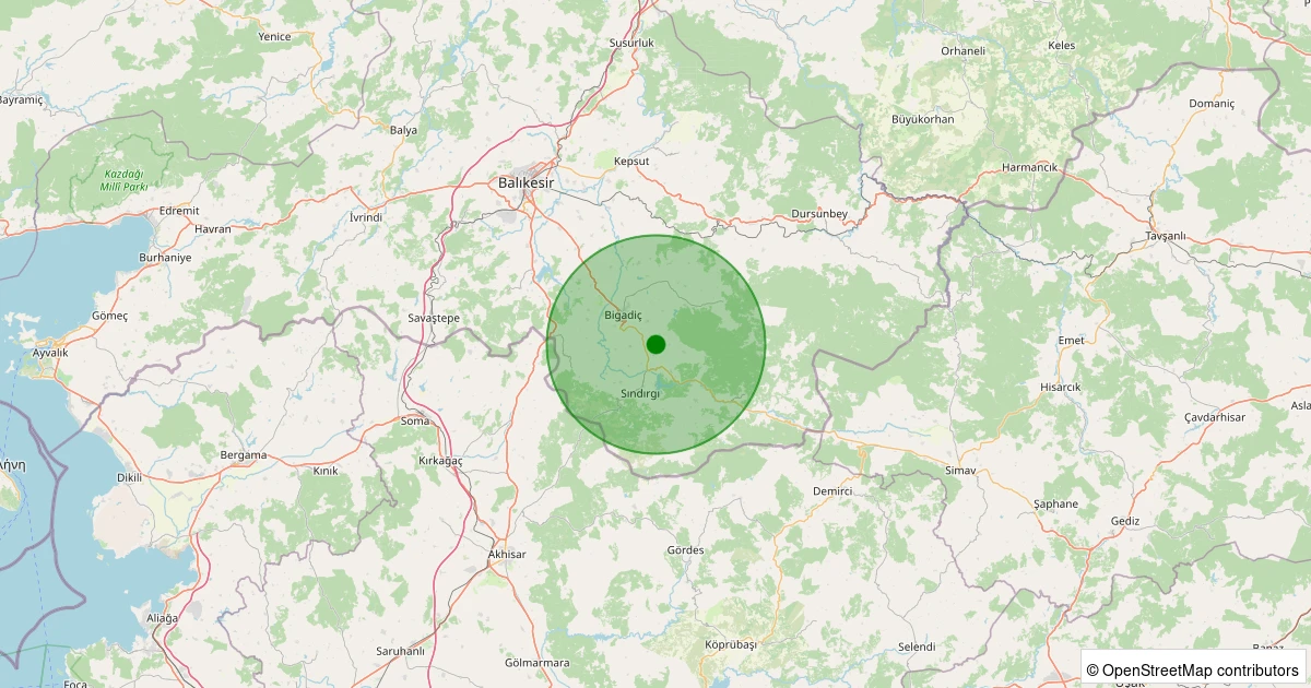 28 Ekim 2025 saat 01:47 - Sındırgı - Emendere - 2.40ml depreminin harita gösterimi