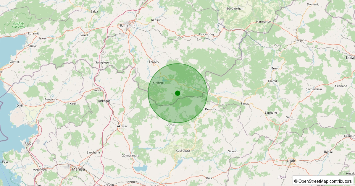 28 Ekim 2025 saat 02:08 - Sındırgı - Küçükdağdere - 2.80ml depreminin harita gösterimi