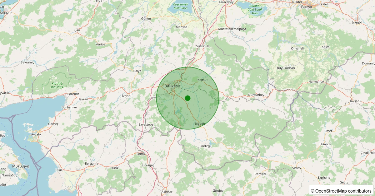 06 Ekim 2025 saat 22:51 - Altıeylül - 1.40ML depreminin harita gösterimi