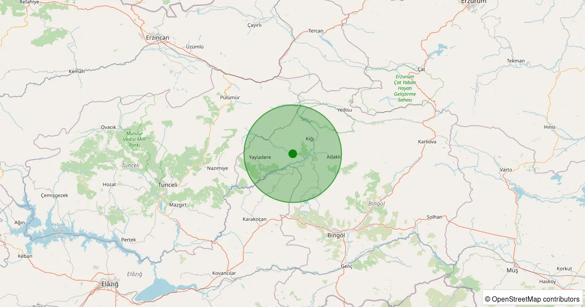 06 Ekim 2025 saat 23:27 - Kiğı - 1.50ML depreminin harita gösterimi