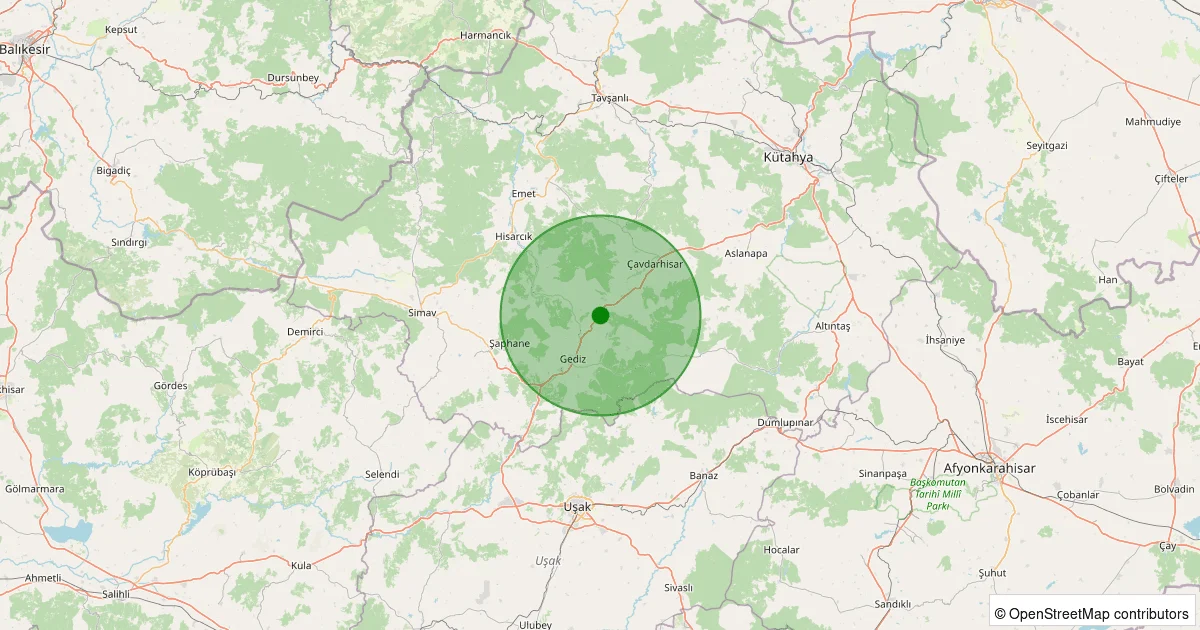 07 Ekim 2025 saat 01:36 - Gediz - 1.10ML depreminin harita gösterimi