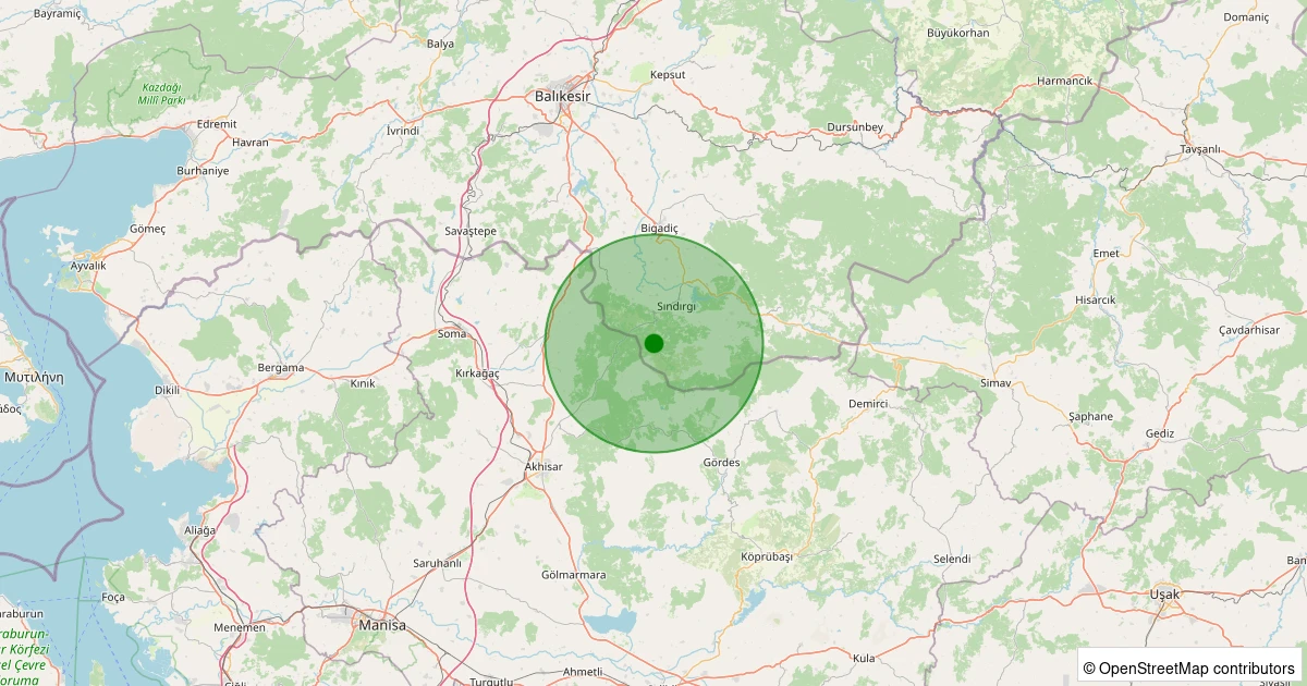 28 Ekim 2025 saat 07:41 - Sındırgı - Ormaniçi - 2.90ml depreminin harita gösterimi