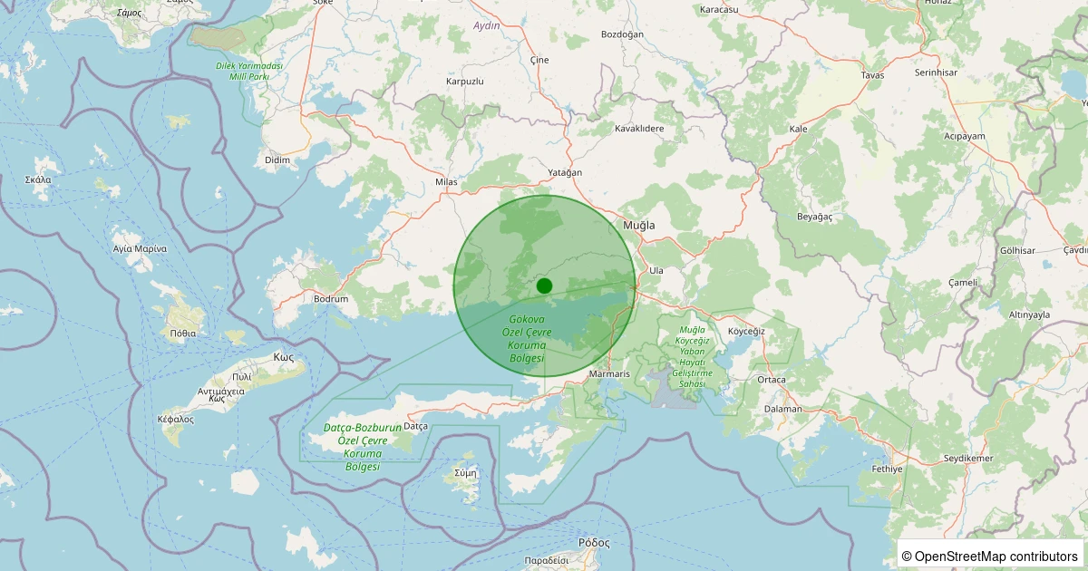 27 Ekim 2025 saat 12:06 - Menteşe - Zeytinköy - 1.50ml depreminin harita gösterimi