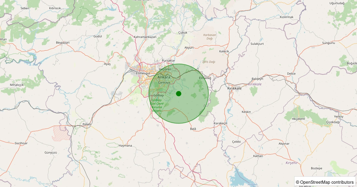27 Ekim 2025 saat 10:53 - Çankaya - Yakupabdal - 1.60ml depreminin harita gösterimi