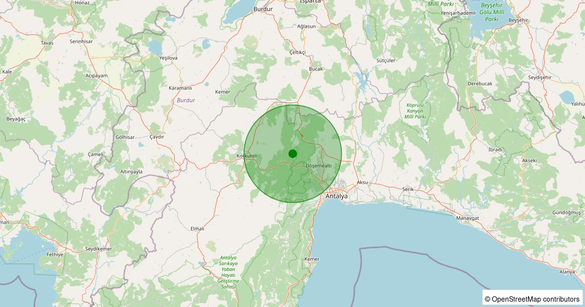 27 Ekim 2025 saat 10:31 - Korkuteli - Bayat Bademleri Köyü - 1.50ml depreminin harita gösterimi