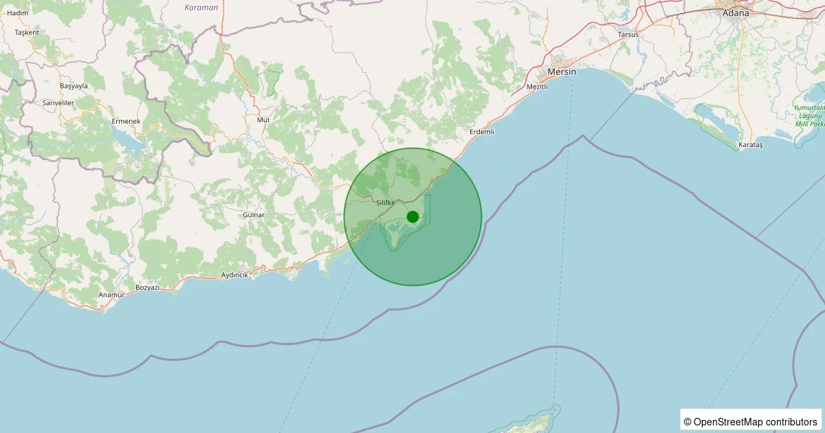 27 Ekim 2025 saat 10:03 - Silifke - Sökün - 1.00ml depreminin harita gösterimi