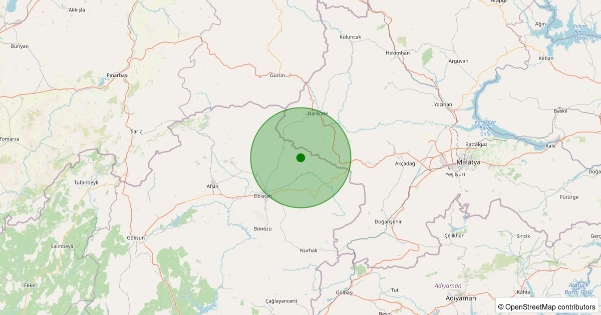26 Ekim 2025 saat 23:26 - Elbistan - Yalıntaş Köyü - 1.30ml depreminin harita gösterimi