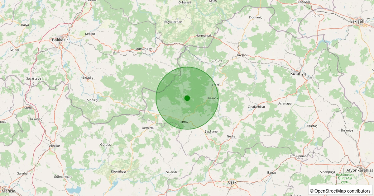 07 Ekim 2025 saat 02:30 - Simav - 1.20ML depreminin harita gösterimi