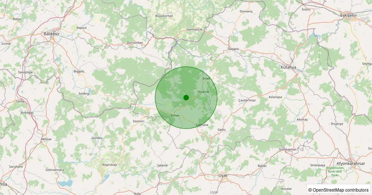 26 Ekim 2025 saat 04:32 - Hisarcık - Karaağıl Köyü - 0.50ml depreminin harita gösterimi