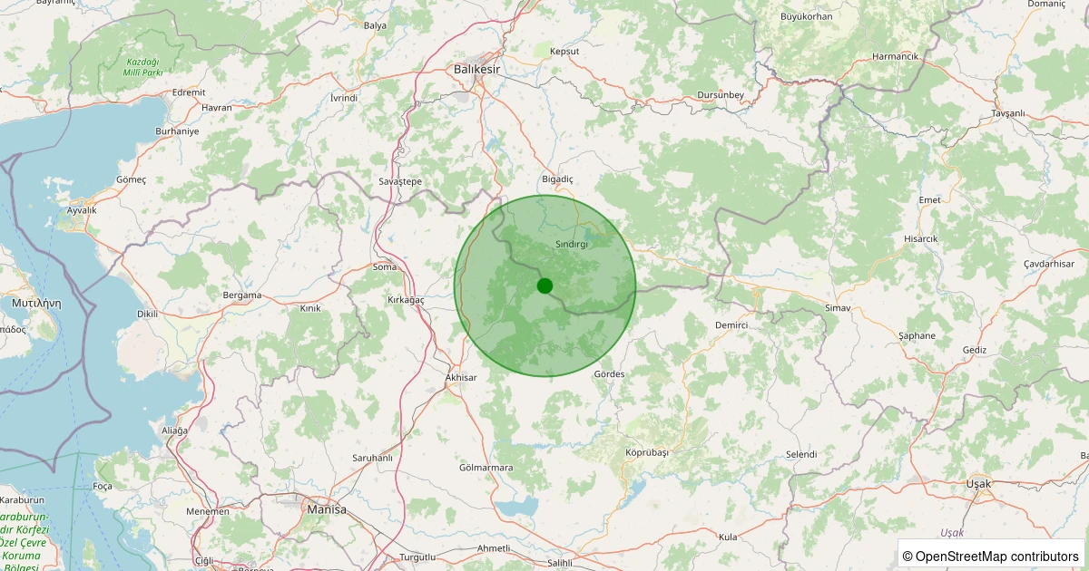 26 Ekim 2025 saat 03:13 - Sındırgı - 0.90ml depreminin harita gösterimi