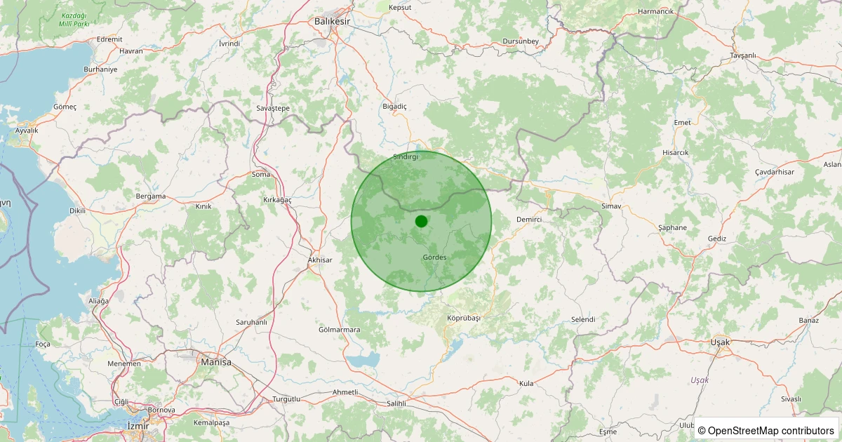 28 Ekim 2025 saat 08:25 - Gördes - Dutluca - 1.90ml depreminin harita gösterimi