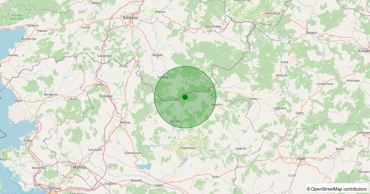 28 Ekim 2025 saat 08:55 - Gördes - Kobaklar - 1.80ml depreminin harita gösterimi