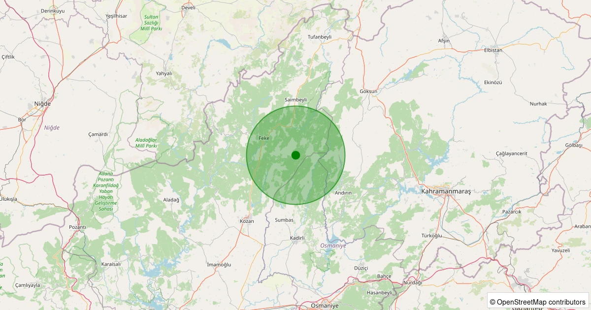 28 Ekim 2025 saat 09:41 - Kozan - Akçalıuşağı - 2.60ml depreminin harita gösterimi